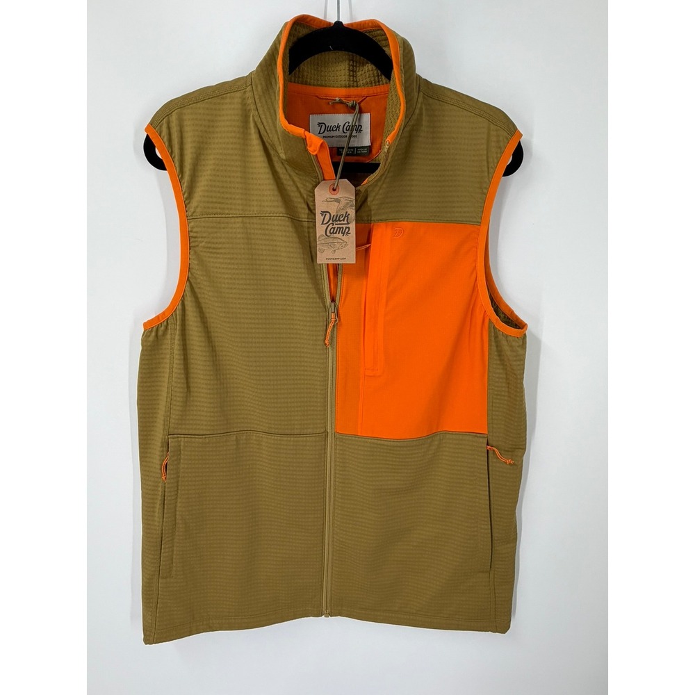 Duck Camp Mens Lightweight Grid Tech Vest Wheat Blaze Orange TFV3000 Medium NWT
